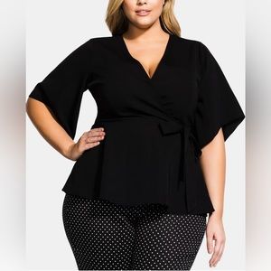 City Chic Obi Tie Black Top Size 22 - NWT